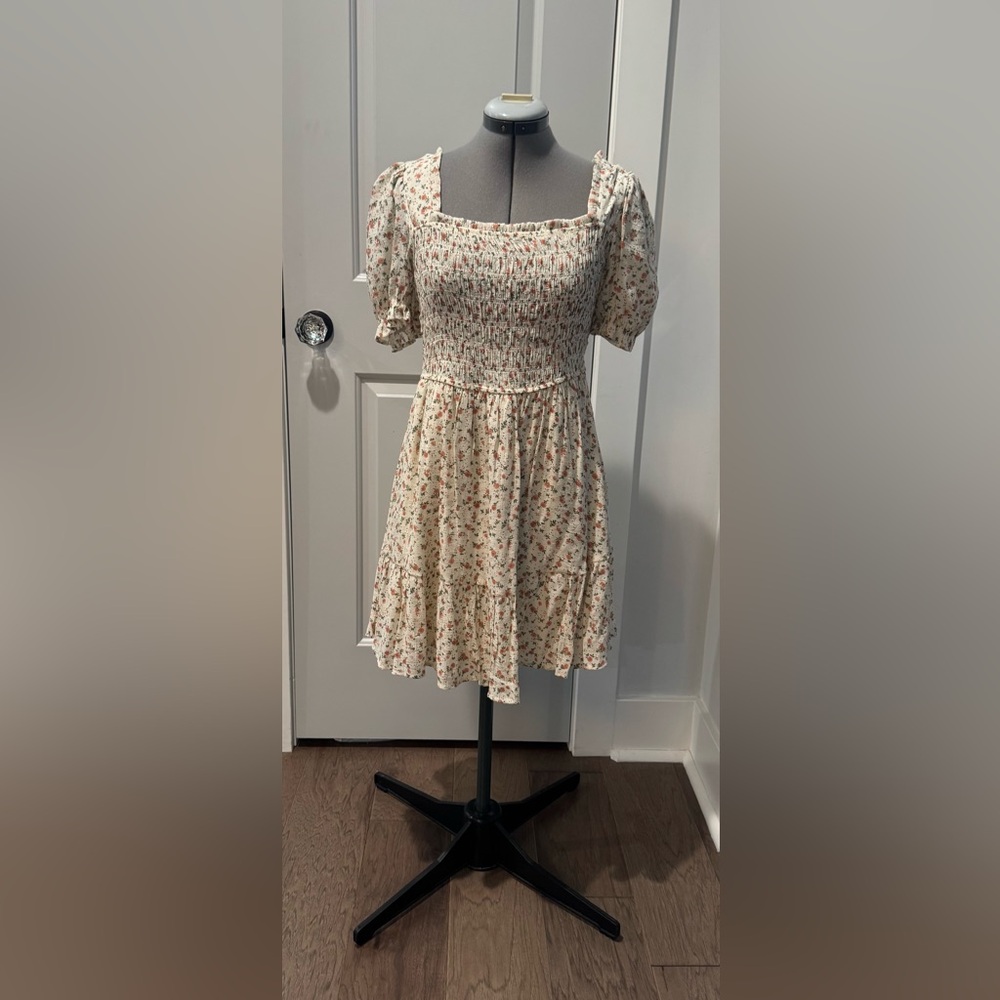 MINE Floral Dress - Cream and Orange